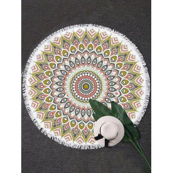 

Flower Print Tassel Circle-shaped Trendy Beach Towel, Multicolor