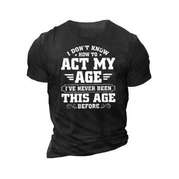 

Letter Slogan Print Tee Short Sleeve Round Neck Casual T-shirt, Black