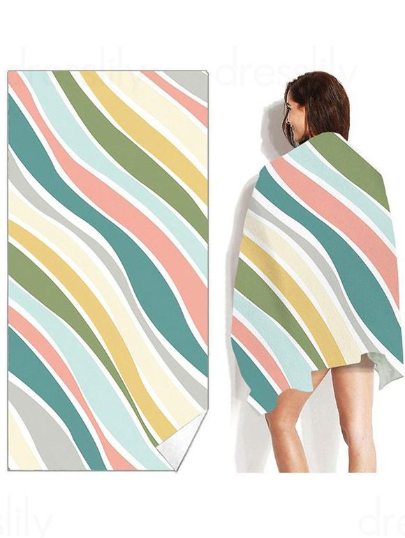 Serviette de Plage Tendance Carrée à Imprimé Rayures Colorées - multicolor 70 CM X 150 CM