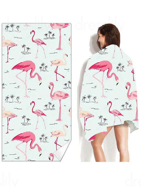 Serviette de Plage Tendance à Imprimé Flamants en Forme Carrée - multicolor 70 CM X 150 CM
