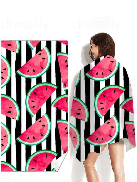 Serviette de Plage Tendance Carrée à Imprimé Melon et Rayures - multicolor 70 CM X 150 CM