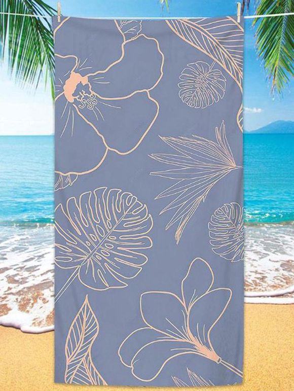 Serviette de Plage Tendance Carrée à Imprimé Feuilles et Fleurs - multicolor 75 CM X 150 CM