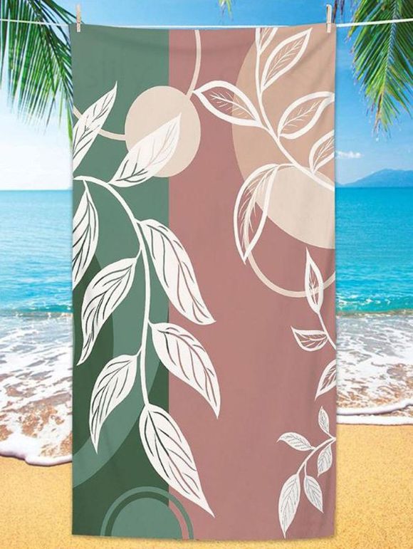 Serviette de Plage Tendance Carrée à Imprimé Feuilles et Blocs de Couleurs - multicolor 75 CM X 150 CM