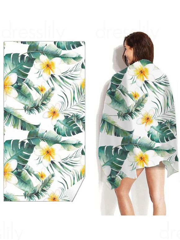 Serviette de Plage Tendance Carrée à Imprimé Feuilles Tropicales - Vert clair 70 CM X 150 CM
