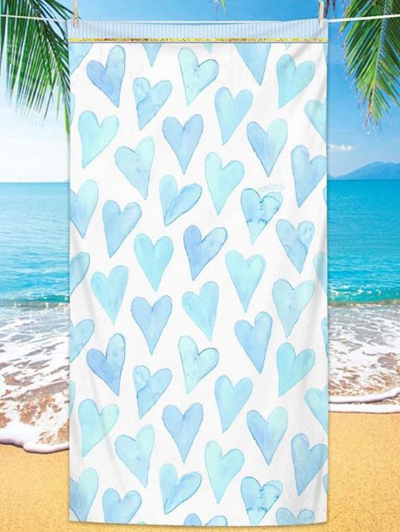 Serviette de Plage Elégante en Forme Carrée à Imprimé Cœur - multicolor 75 CM X 150 CM