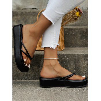 

Plain Color Open Toe Slip On Outdoor Flip Flops, Black