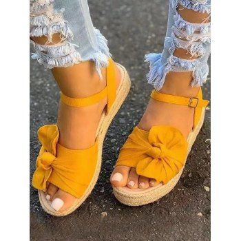 

Bowknot Buckle Strap Open Toe Thick Platform Trendy Sandals, Yellow