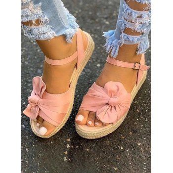 

Bowknot Buckle Strap Open Toe Thick Platform Trendy Sandals, Pink