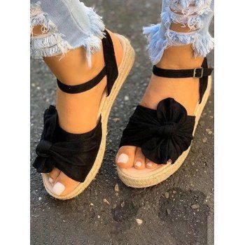 

Bowknot Buckle Strap Open Toe Thick Platform Trendy Sandals, Black