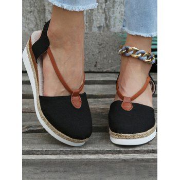 

Contrast Slip On Thick Platform Outdoor Sandals, Black