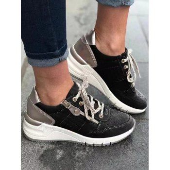 

Lace Up Breathable Colorblock Casual Sports Shoes, Black