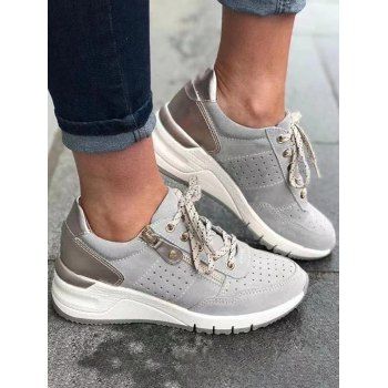 

Lace Up Breathable Colorblock Casual Sports Shoes, Gray