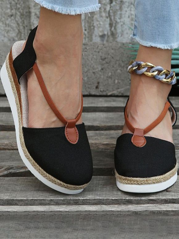 Contrast Slip On Thick Platform Outdoor Sandals - Noir EU 36