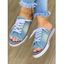 Canvas Open Toe Lace Up Flat Platform Trendy Slippers - Bleu clair EU 42