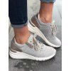 Lace Up Breathable Colorblock Casual Sports Shoes - Gris EU 36