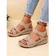 Plain Color Buckle Strap Wedge Heels Trendy Outdoor Sandals - Beige EU 42