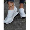 Rhinestone Wedge Heels Slip On Outdoor Shoes - Blanc EU 40