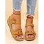 Plain Color Buckle Strap Wedge Heels Trendy Outdoor Sandals - Beige EU 40