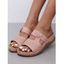 Plain Color Rhinestone Sun Embellishment Slip On Flat Platform Open Toe Trendy Slippers - Rose EU 42