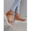 Houndstooth Buckle Strap Wedge Heels Open Toe Trendy Sandals - Blanc EU 39