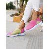 Contrast Colorblock Breathable Slip On Sports Shoes - Rouge Rose EU 36