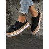 Colorblock Fringe Slip On Flat Platform Outdoor Shoes - Noir EU 43