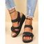 Plain Color Buckle Strap Wedge Heels Trendy Outdoor Sandals - Beige EU 38