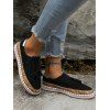 Colorblock Fringe Slip On Flat Platform Outdoor Shoes - Noir EU 43