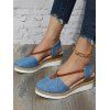 Contrast Slip On Thick Platform Outdoor Sandals - Bleu EU 40