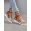 Houndstooth Buckle Strap Wedge Heels Open Toe Trendy Sandals - Blanc EU 38
