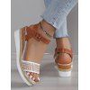 Houndstooth Buckle Strap Wedge Heels Open Toe Trendy Sandals - Blanc EU 42