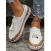 Colorblock Fringe Slip On Flat Platform Outdoor Shoes - Blanc EU 43