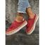 Colorblock Fringe Slip On Flat Platform Outdoor Shoes - Rouge EU 39
