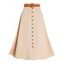 Solid Color Belted Maxi Skirt Mock Button Casual Long Skirt - LIGHT COFFEE XXL