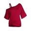 T-shirt Torsadé en Avant en Couleur Unie à Bretelle Bouclée à Col Oblique Courbe Grande Taille - Rouge L