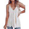 Débardeur Décontracté Texturé Taille Empire en Couleur Unie à Col V - Blanc L