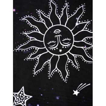 Vacation Bikini Swimsuit Sun Moon Star Print Crisscross Halter Swimwear Padded Skorts Bathing Suit