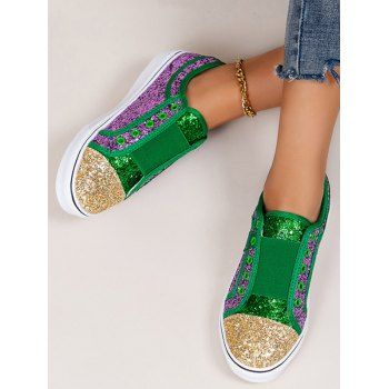 

Sparkly Sequins Slip On Casual Flat Shoes, Purple