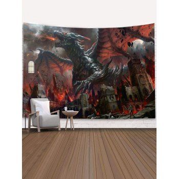 

Dragon Destroyed Buliding Pattern Tapestry Hanging Wall Home Decor, Multicolor