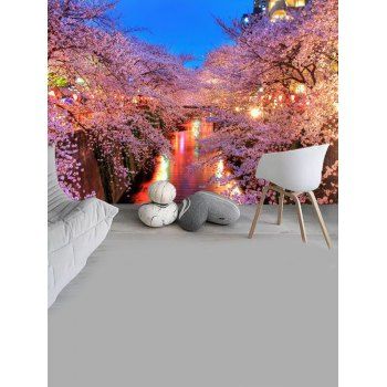 

Flower Tree Landscape Pattern Tapestry Hanging Wall Home Decor, Light pink