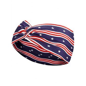 

Star Striped American Flag Elements Pattern Twisted Wide Headband, Multicolor a