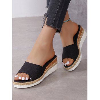 

Summer Casual Platform Wedge Slippers, Black