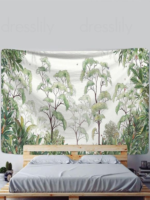 Tapisserie Murale à Imprimé Scène de Plantes Décor Maison - Vert clair 95 CM X 73 CM