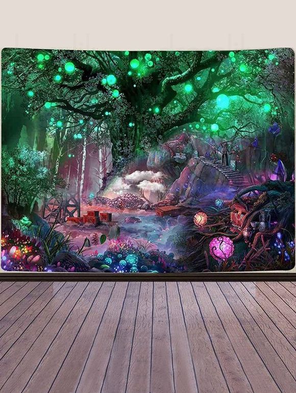 Tapisserie Murale Motif Paysage Pont et Forêt Décor Maison - multicolor 150 CM X 130 CM