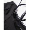 Gothic Dress Lattice Strap Cut Out Cold Shoulder Plain Color High Waisted A Line Mini Dress - BLACK XXL
