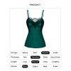 Lace Panel Scalloped Cami Top Plain Color Spaghetti Strap Casual Tank Top - DEEP GREEN M