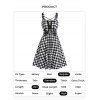 Plaid Print Dress Crisscross Lace Up Grommet High Waisted Sleeveless A Line Mini Dress - BLACK M