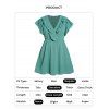 Plus Size Dress Ruffle Swiss Dots Surplice Plunging Neck High Waisted A Line Mini Dress - LIGHT GREEN 2XL