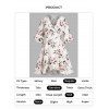 Plus Size Dress Vacation Wrap Dress Flower Print Tied Side Surplice Flounce Asymmetrical Hem Midi Dress - WHITE 5X