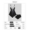 Modest Tankini Swimsuit Lace Panel Swimwear Hollow Out Lace Up Scalloped Padded Bathing Suit - BLACK M